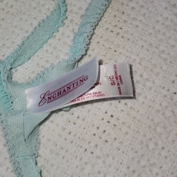 Enchanting Embellished Vneck 2 Piece Mint Green Sz M Negligee Sz S Thong - Picture 11 of 12